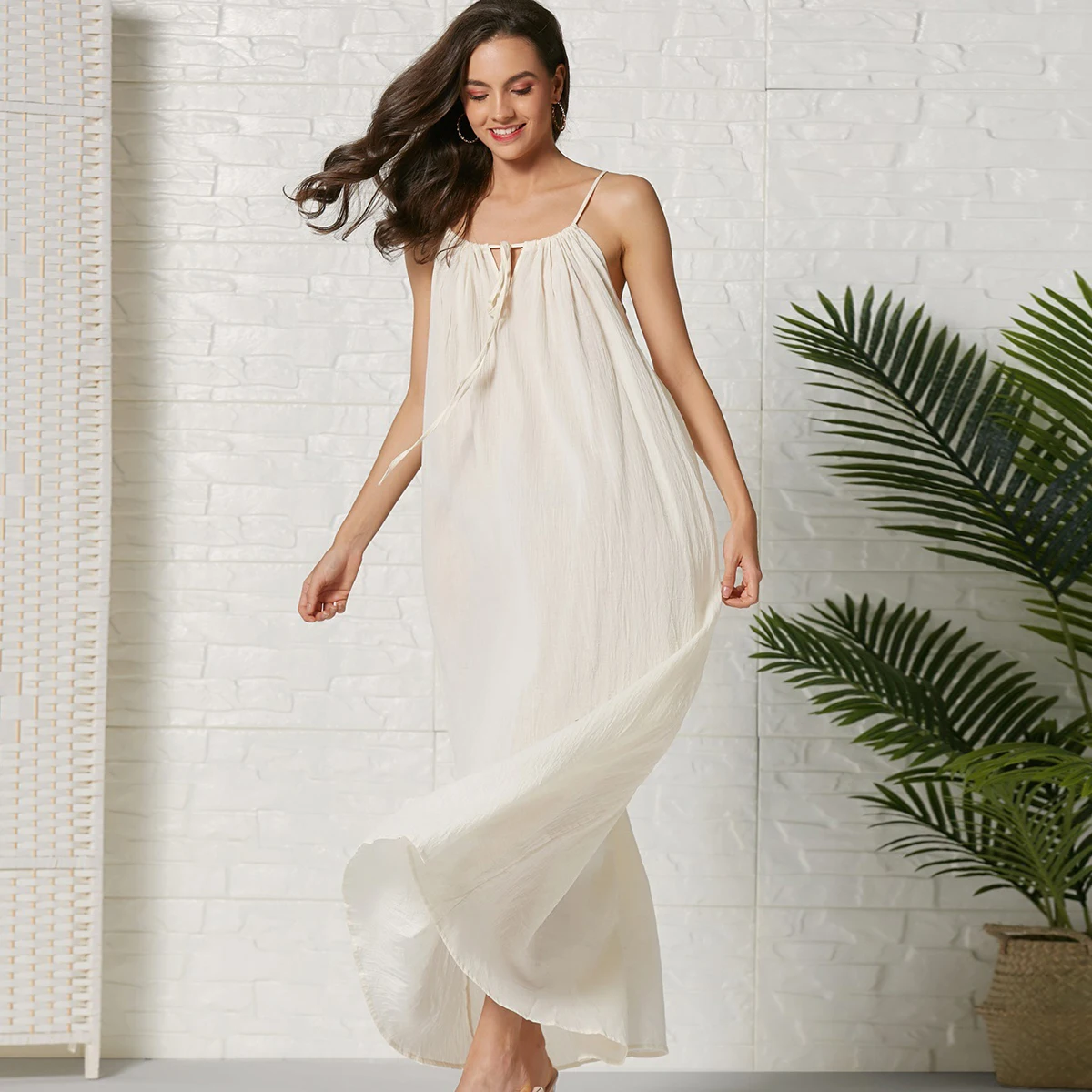 

Summer Women White Maxi Dress Sleeveless Spaghetti Strap Loose Long Dress 2019 Casual Vintage Boho Beach Hippie Under Dresses