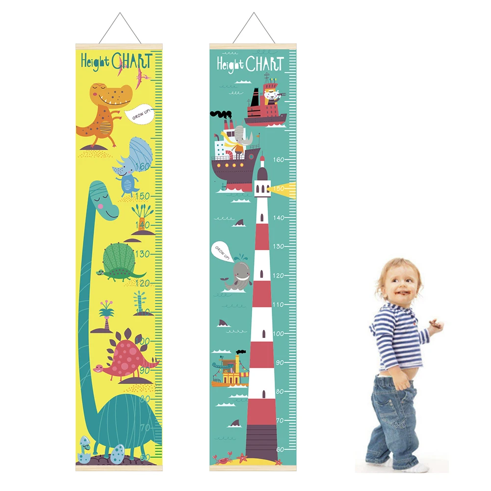 Spacecraft Animal Dinosaur Kids Height Chart Children Growth Ruler With Wood Frame Children Height Record Wall Hanging Decor