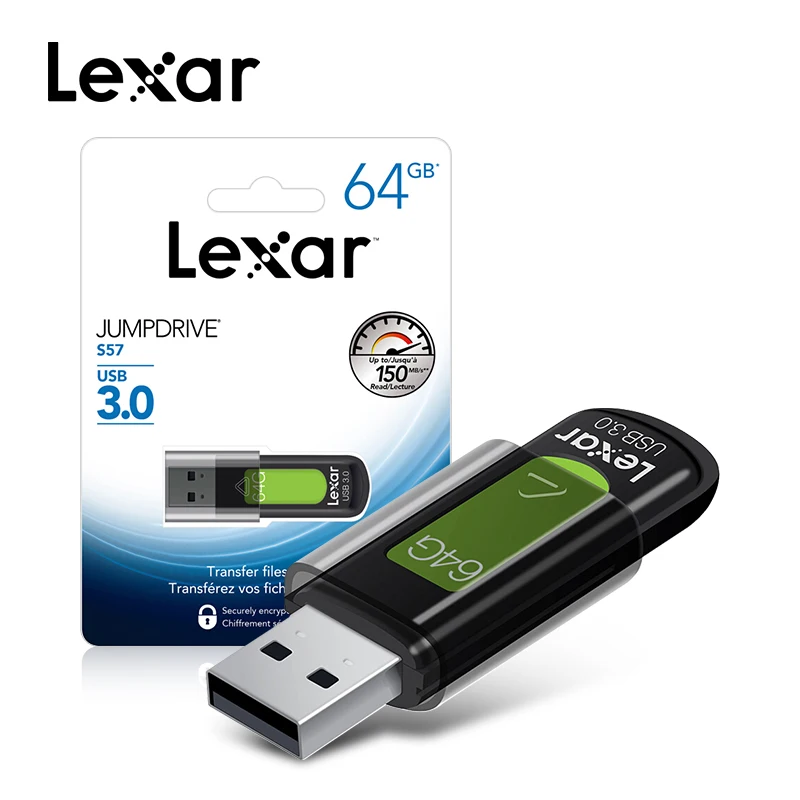 Lexar S57 USB флэш-накопитель 128 ГБ 256 ГБ макс Reaing Скорость 150 МБ/с. JUMPDRIVE 32 Гб 64 Гб флэш-накопитель Mini U диск USB 3,0 флеш-накопитель