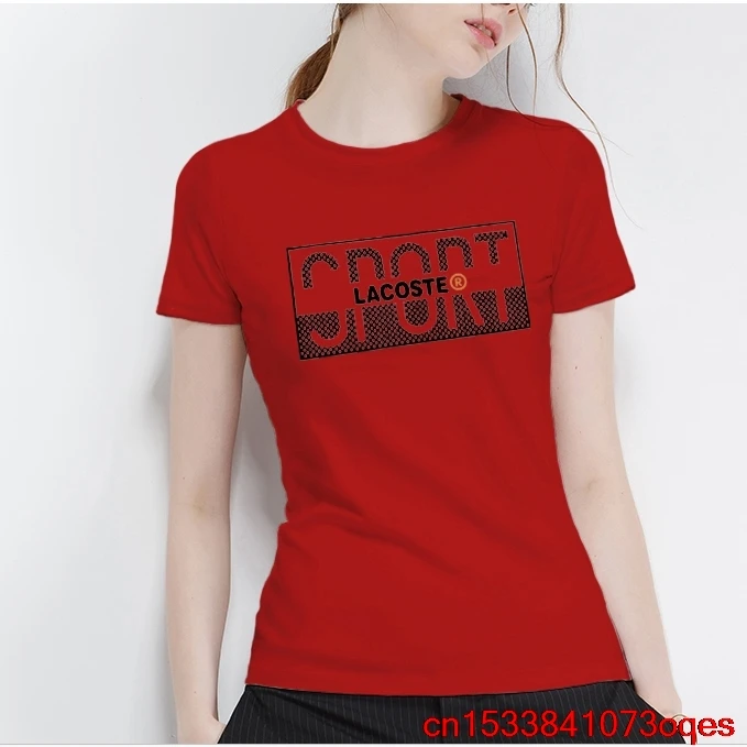 Lacoste- New Original Brand T Shirt Women Tops Summer Short Sleeve Fashion T-shirt 100% Cotton Tshirt 2LA117