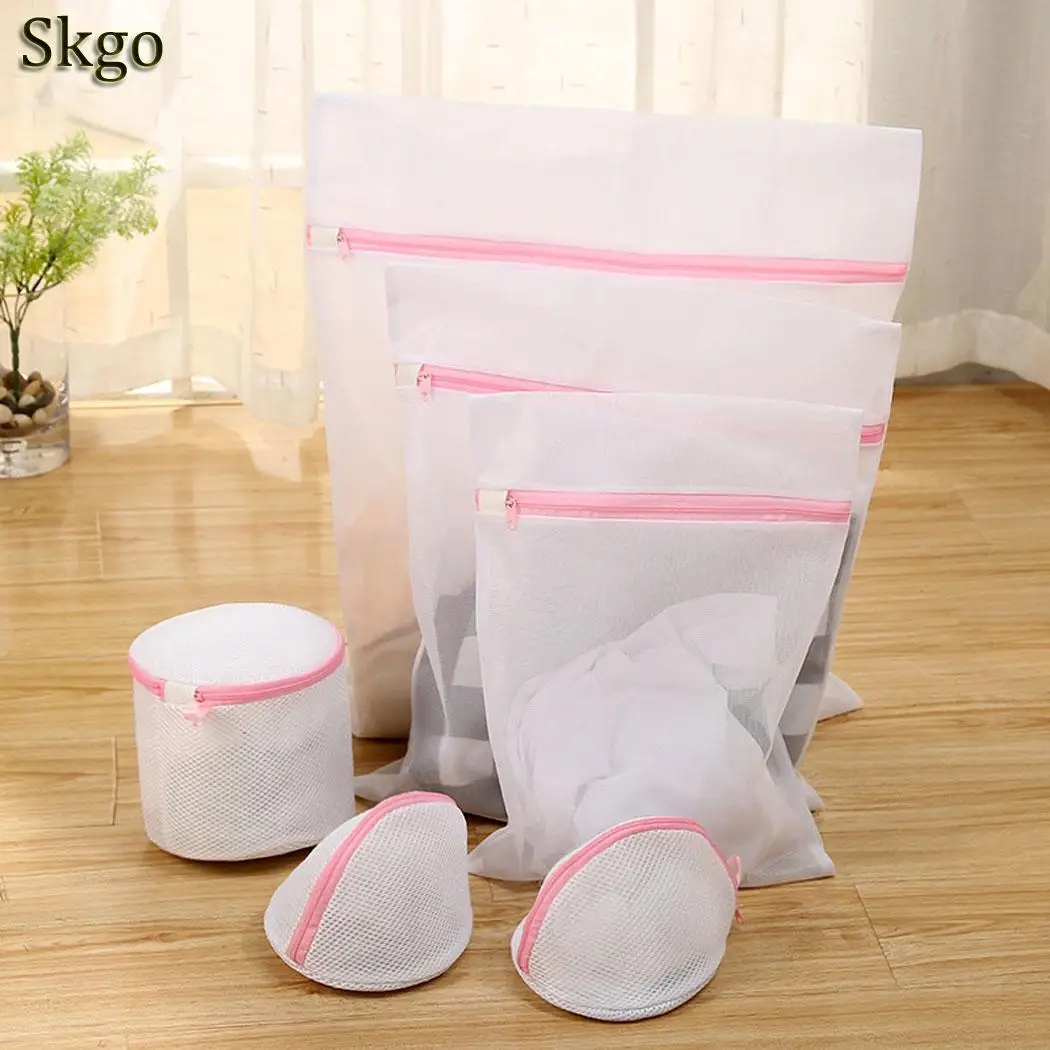 6pcs set thick net Комплект сумок на молнии для стирки белья, бюстгальтер, нижнее белье, сетчатый мешок для стирки одежды, чистые принадлежности - Цвет: 6pcs set thick net