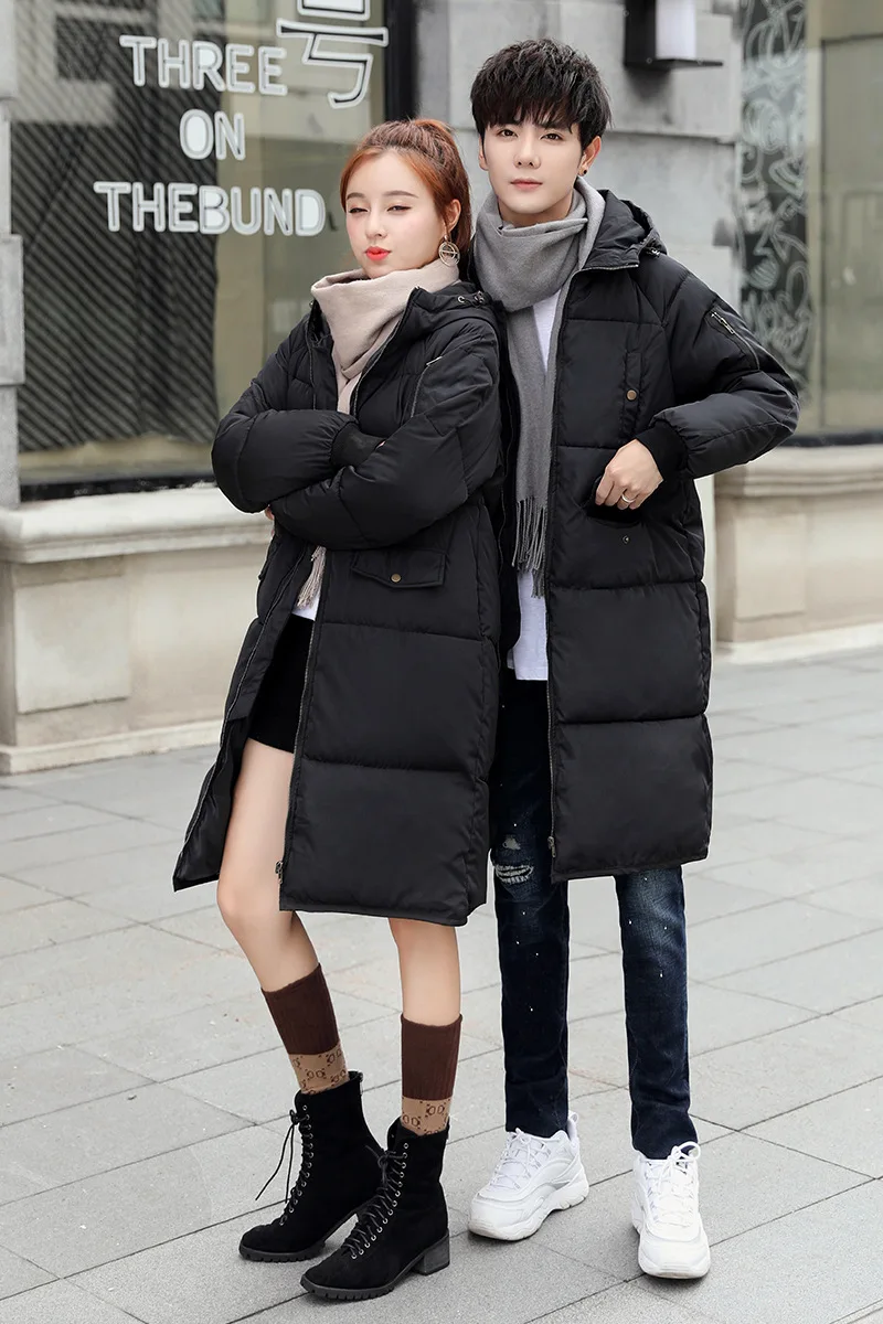 AliExpress одежда средней длины на Хлопчатобумажной Подкладке унисекс; модная одежда в Корейском стиле; теплая одежда из плотного хлопка