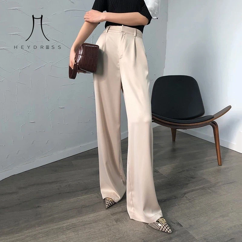 Женские длинные брюки Heydress блестящие атласные элегантные с высокой талией на