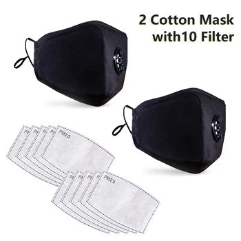 

Cotton Mouth Mask Activated Carbon Anti Dust PM2.5 Respirator Unisex Reusable Mouth Cover With Breathing Valve Face Mask