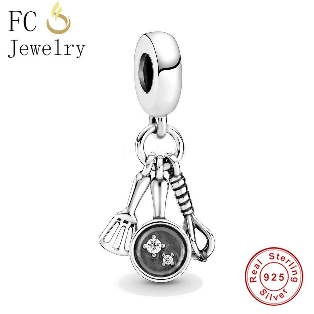 

FC ювелирные изделия подходят оригинальные Pandora шармы браслет 925 Стерлинговое Серебро яйцо венчик ложка кастрюля бусины для изготовления женщин Berloque Новинка
