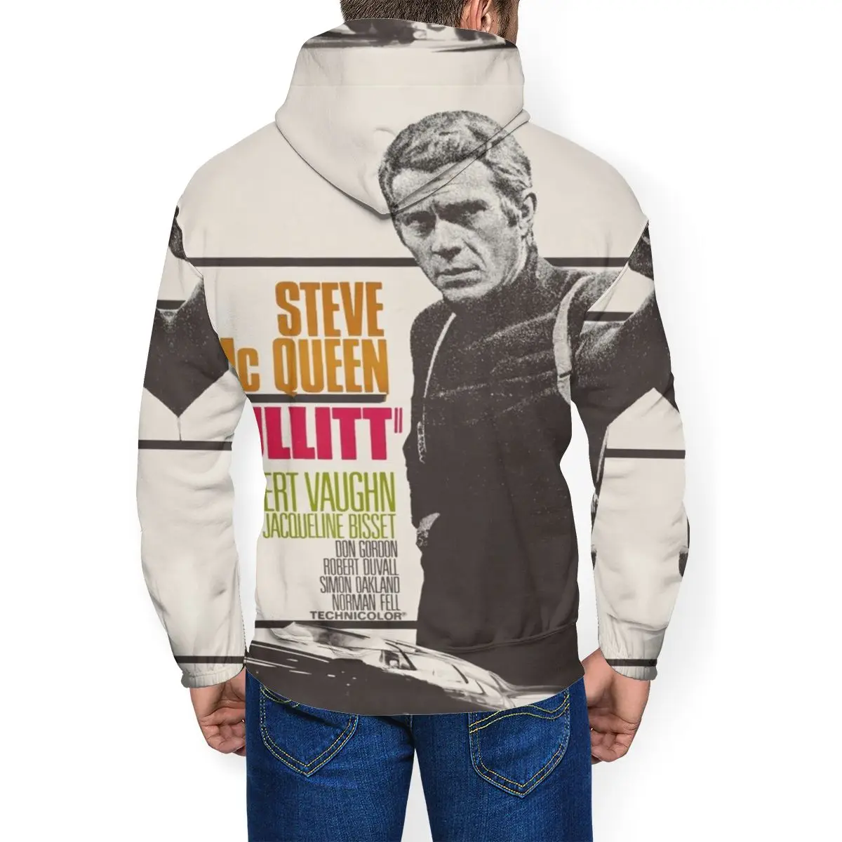 Steve Mcqueen худи Bullit толстовки осенний крутой пуловер худи серый полиэстер мужские длинные толстовки XXL