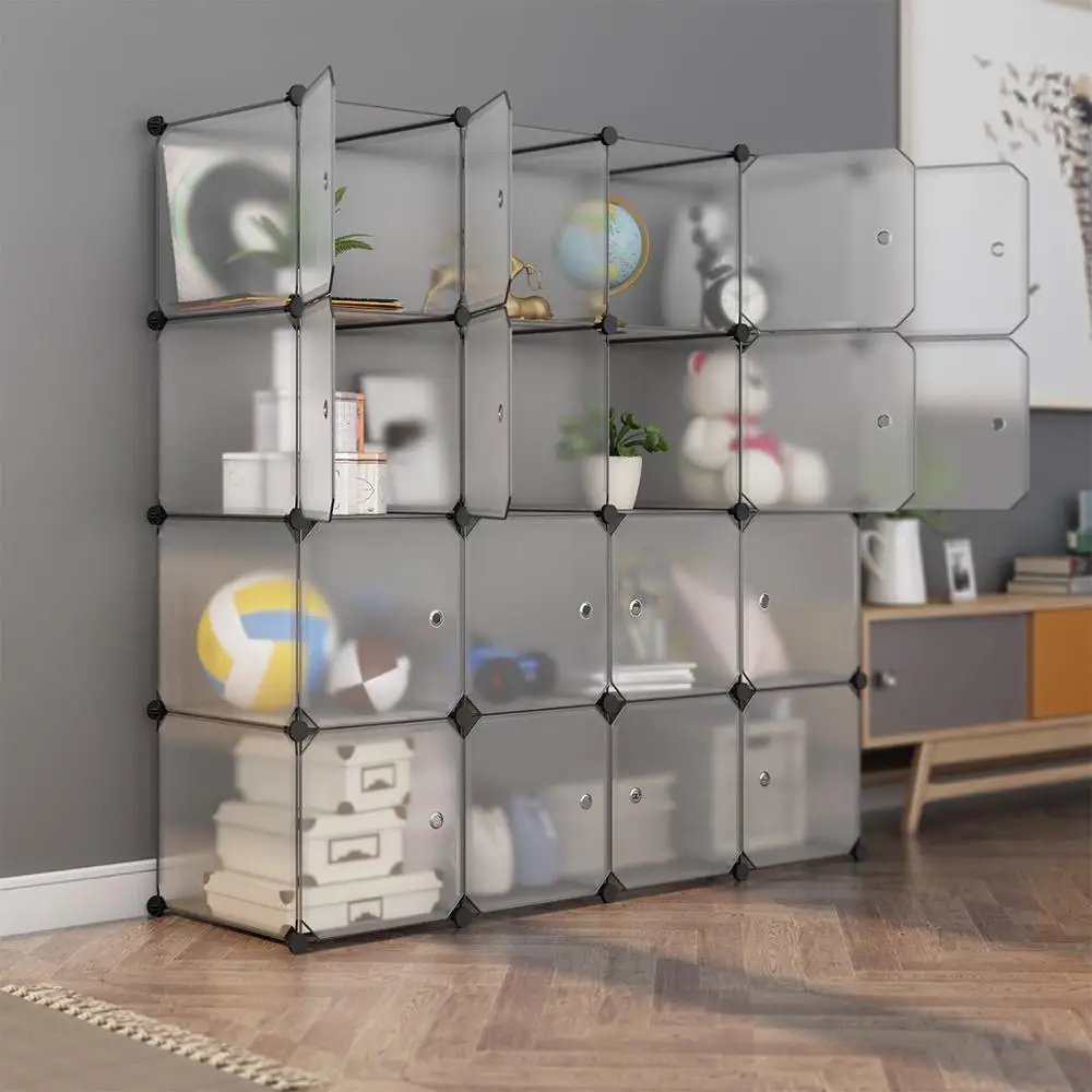 LANGRIA 16 Cube DIY Modular Organizer MutifunctionalWith PVC Panel Plastic Cube Closet Wardrobes Transparent Home Furniture LANGRIA 16 Cube DIY Modular Organizer MutifunctionalWith PVC Panel Plastic Cube Closet Wardrobes Transparent Home Furniture