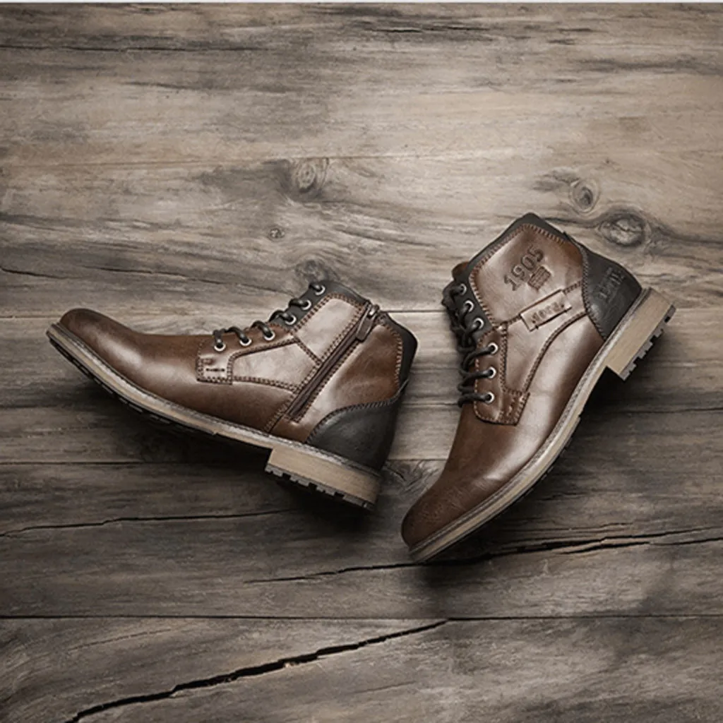 Модные мужские Нескользящие ботинки в стиле ретро высокие рабочие ботинки с боковой молнией модные ботинки-дезерты на плоской подошве мужская обувь