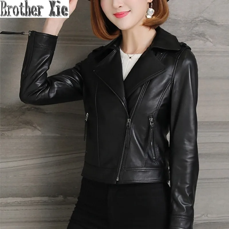 

Autumn Slim Real Leather Jacket Women Streetwear Quality Sheepskin Genuine Leather Coat Office Lady Motorcycle Leather Jacket