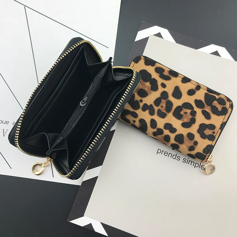 NICOLE & CO Fashion girl new short Leopard grain zipper Purse Women Wallets Cards Holders Slim Coin Pocket Purse Money Bag