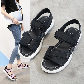 

Spring 2020 Open-toed Ladies Sports Sandals Women Flat Heel Relaxed Sandals Simple Woman Sandals