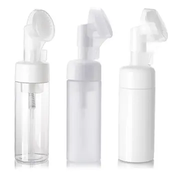

150ML Transparent Soap Foaming Bottle Portable Travel Pump Dispenser Facial Cleanser Foam Maker Bottle with Silicone Clean Brush