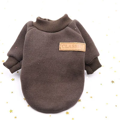 solid brown Мягкая теплая одежда для собак и щенков одежда для домашних животных, котов, свитер, жакет высокого качества пальто Зимняя модная классическая для маленькие собачки Чихуахуа XS-2X - Цвет: solid brown