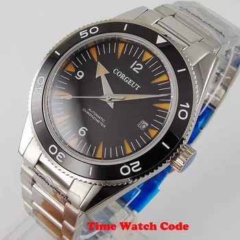 

CORGEUT 41mm Automatic Men's Wristwatch black dial date window luminous hands marks ceramic bzel calendar sapphire glass