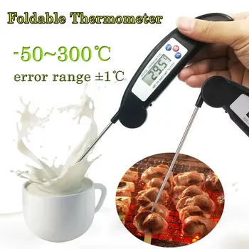 

1Pcs Ultra Instant Read Foldable BBQ Thermometer LCD Digital Cooking Thermometer Auto-Off Probe Mini Folding Meat Thermometer