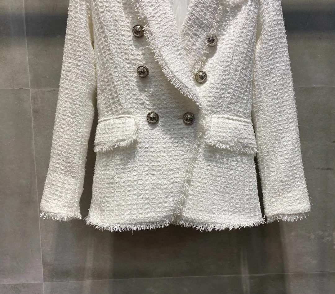 new ladies high quality fashion long sleeve V-neck tassel jacket 1008