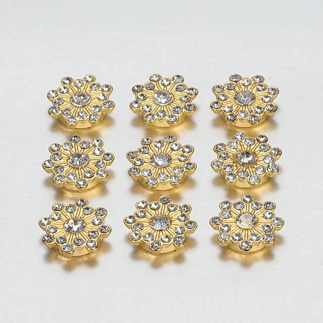 50/100pcs 14mm Rhinestone Cabochons for DIY Jewelry Making Colorful Glass Crystal Core Gold Bezel Brooch Patch Decor Accessories White