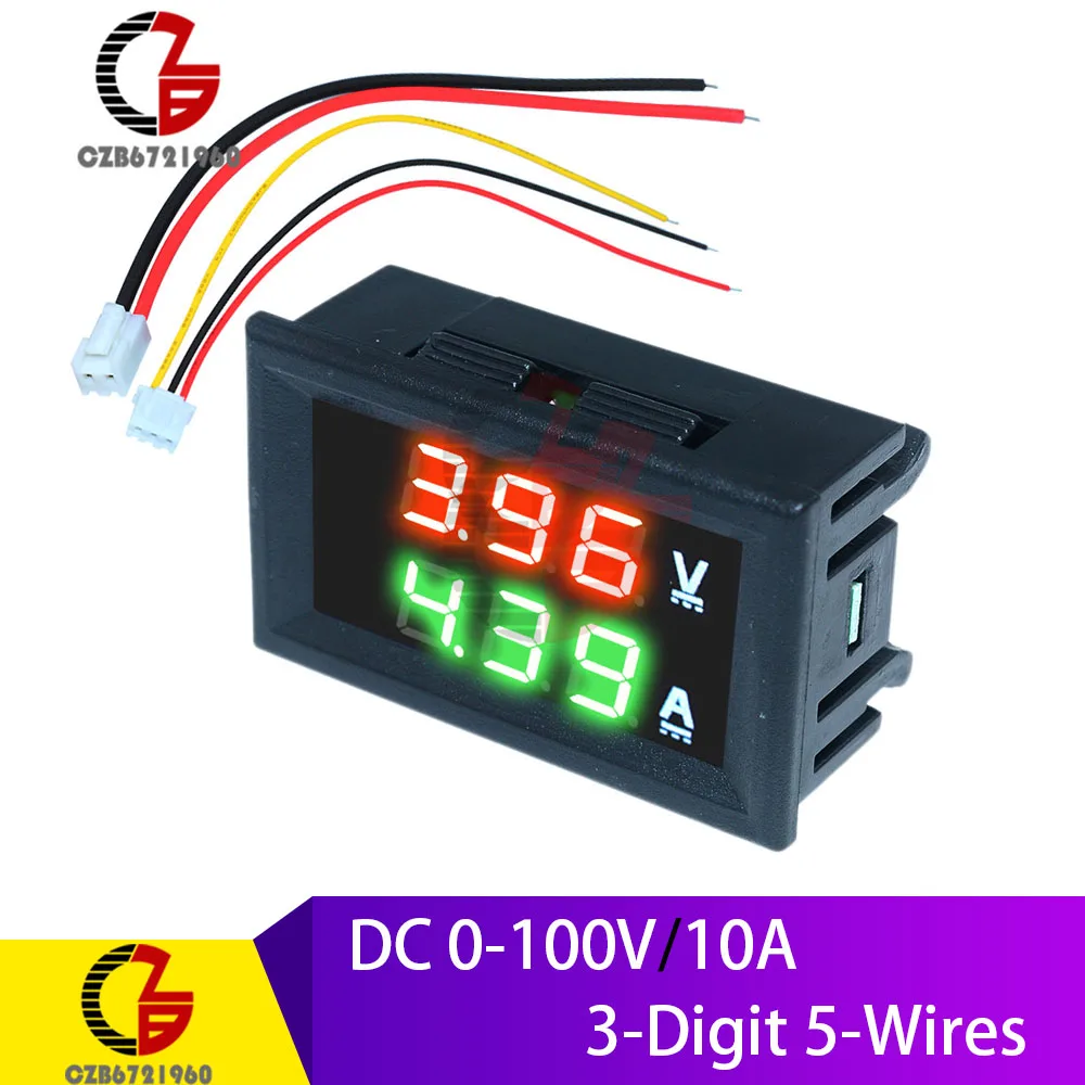 5 Wire Red-Green Высокая точность постоянного тока 100 в 10 А цифровой автомобильный Вольтметр Амперметр индикатор напряжения мотоцикла Тестер измеритель тока Замена USB Тестер 12 В - Цвет: 5 Wire Red-Green