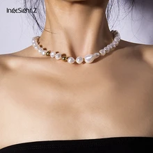 IngeSight. Z панк имитация жемчуга чокер ожерелье воротник массивные маленькие бусы короткая цепочка на ключицы ожерелье для женщин ювелирные изделия