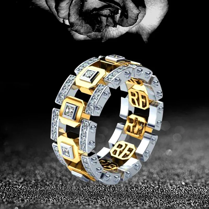 anillo femenino  \/Rose   Alloy Creative Couple Rings Crystal Rings For Women Men Size 6-13