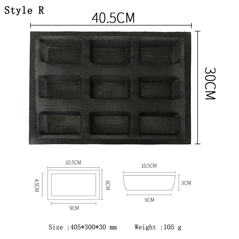 Meibum Round Bread Baguette Eclair Hamburger Baking Mold Long Loaf Cookie Bun Glass Fiber Silicone M