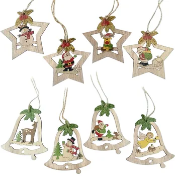 

Merry Christmas Decorations for Home Wooden Hollow Ornament Christmas Tree Hanging Pendant Decoration Xmas Happy New Year Noel
