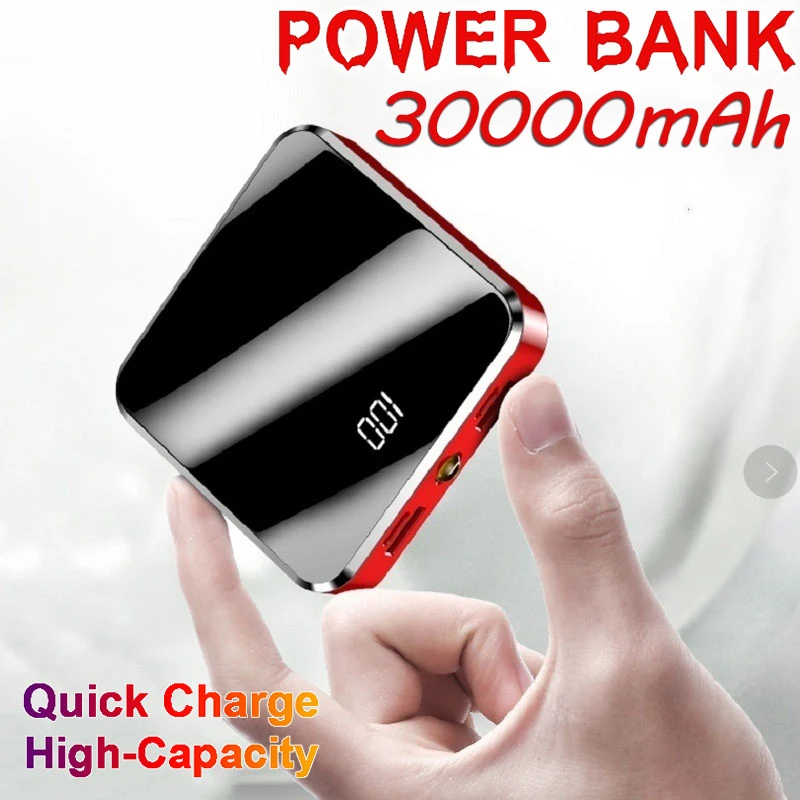 

Mini Ultra-thin Mirror Screen 30000 MAh Power Bank Battery Quick Charge for Iphone Samsung Huawei Meizu HTC Xiaomi Mobile Phones