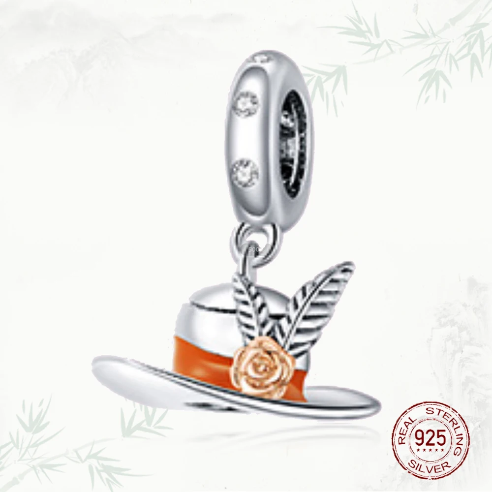 

925 Sterling Silver sexy fashion hat Sun Hat Charm Beads DIY jewelry bracelet production