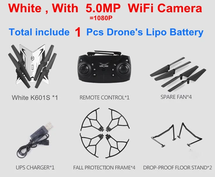 Origin JD601S RC селфи Дрон вертолет Квадрокоптер с HD Wifi FPV камера 30 минут летающее время лучшие подарки VS ky601s Квадрокоптер - Цвет: White 601S 1080P 1B