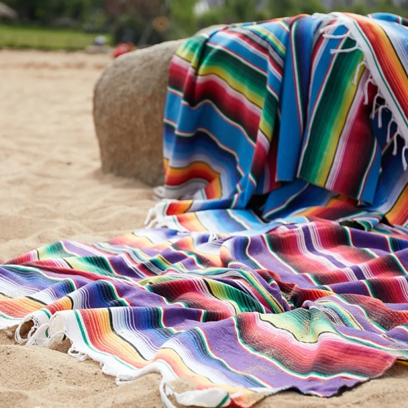 Хлопок мексиканский индийский ручной работы Национальный Ветер пляжное одеяло Радужное покрывало домашнее пляжное бикини коврик для пикника