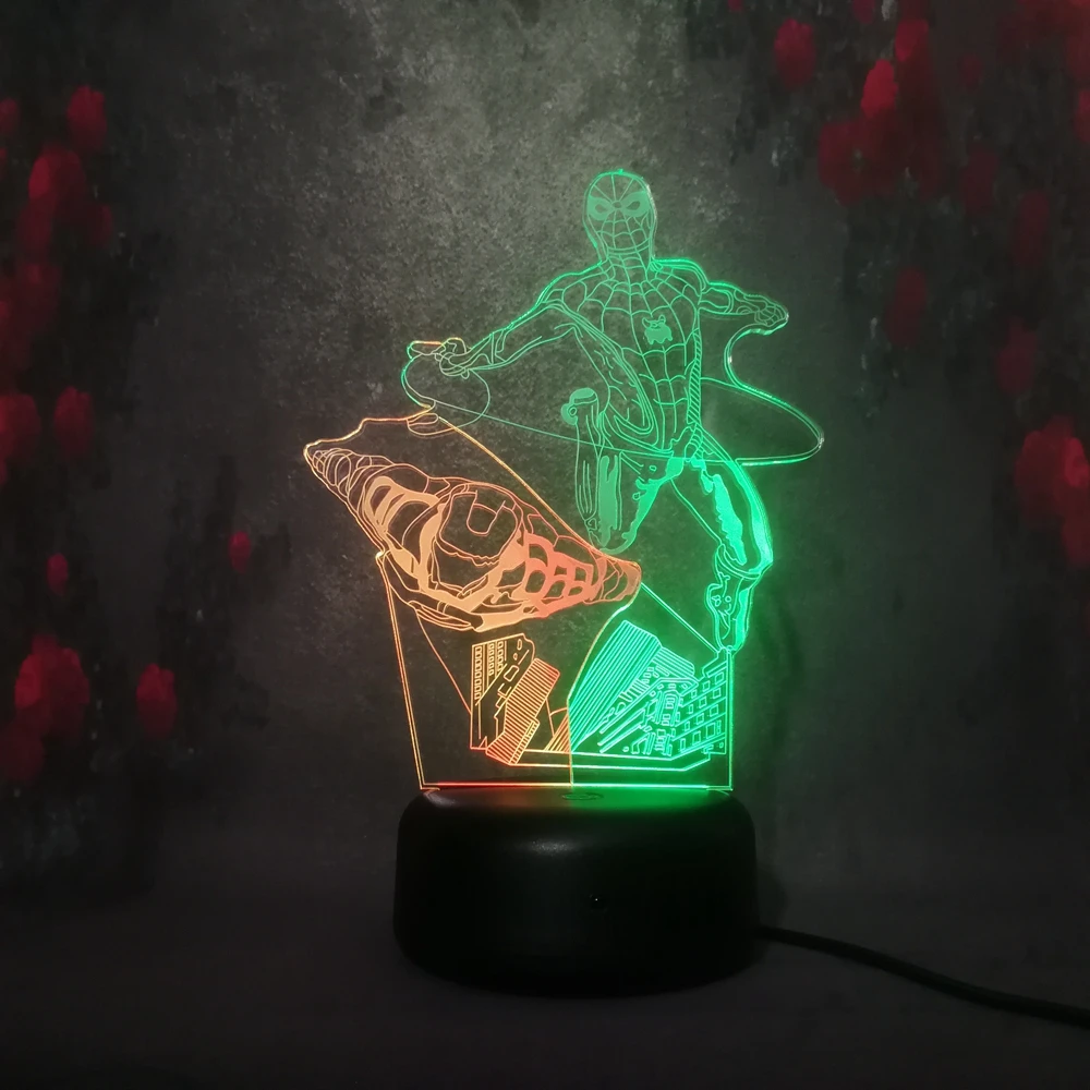 

DC Marvel Detective Movie Creative 3D LED Stereo Bulbs Desk Light Child Toy Gift Decor Mixed Color Iron man Spiderman Night Lamp