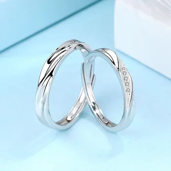 

Silver Rings for Lovers S925 Lovers Anniversary Opening Rings 925 Sterling Silver Wedding Rings Women's Inlay Gemstone Rings
