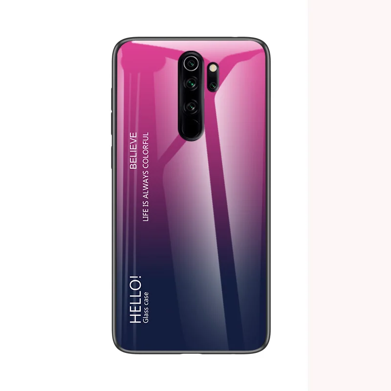 Модный градиентный Сменный стеклянный чехол для телефона для Xiaomi Redmi Note 8 Pro полный защитный бампер для Xiaomi Redmi Note 8 Pro Чехол - Цвет: Розово-красный