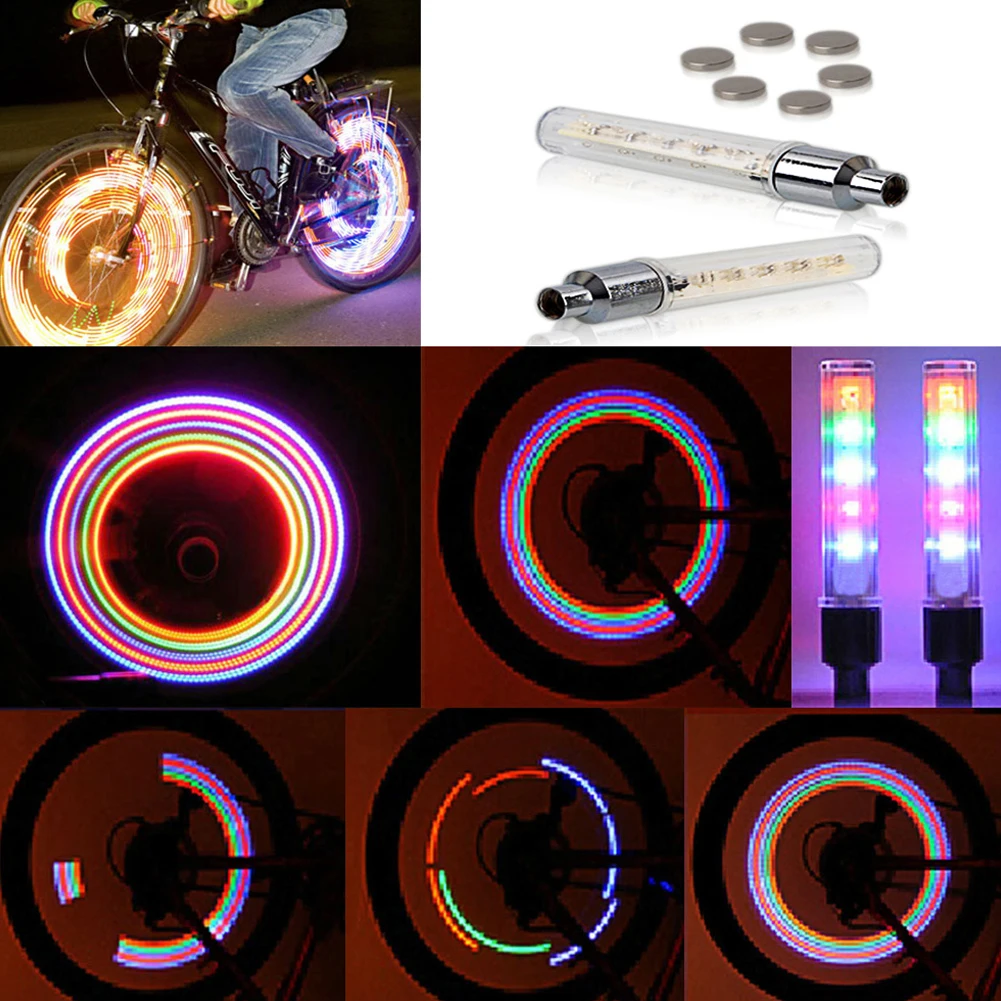 Discount Bike Bicycle Cycling Car Tyre Wheel Neon  Firefly Spoke LED Light Lamp 5LED Colorful Light Lamp for Night Cycling 4