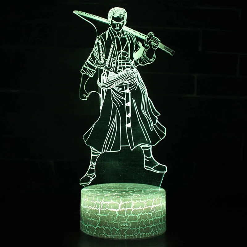 Novelty Lighting One Piece Anime 3D illusion LED Lamp Luffy Zoro Model Night LightsKids Room Decoration Creative Christmas Gifts - Color: MY-243