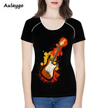 

T Shirt Women 2020 Women's Summer Tops Electric Guitar Print Female T-shirt Casual Short Sleeve Tshirt Poleras Mujer De Moda