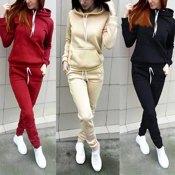 

Women Pullover Hoodie Pockets Sweatshirt Pants Set Outdoor Sport Jogger Sweatsuit SER88