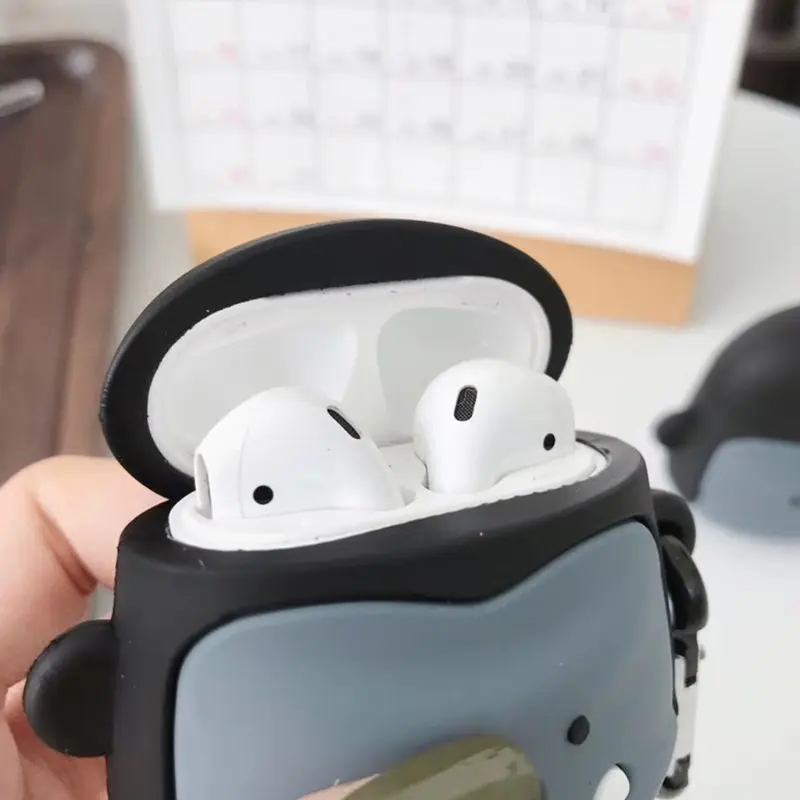 Уникальный защитный силиконовый чехол Gorilla с карабином для Airpods 1/2 Kit H37E