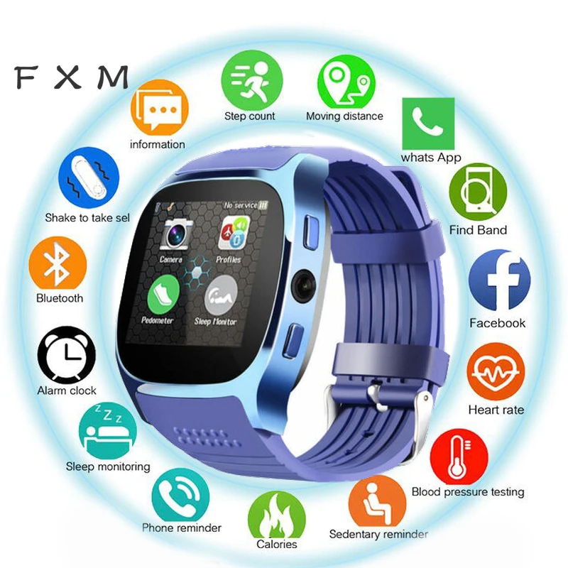 

FXM 2020 Bluetooth Digital Wristwatches Touch Screen Smart Watch Men With Camera Bluetooth Men's Watches For Android IOS Phone
