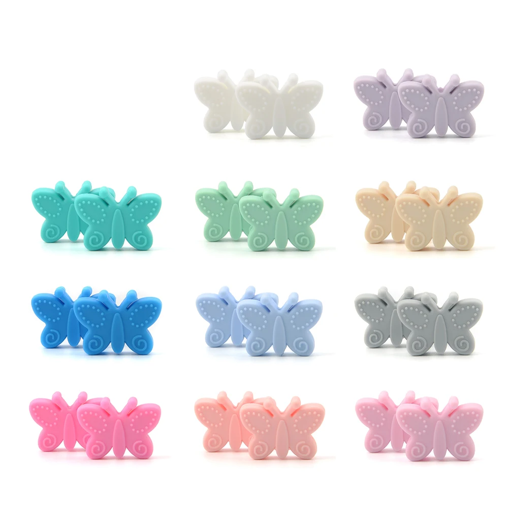 Silicone Teething Toys Butterfly Beads Silicone 5pcs Teethers BPA Free DIY Loose Bead For Teething Necklace Animal Shaped Pacifier Holder Accessories teething toys baby teething toys silicone teething toys silicone beads silicone teething beads silicone teether