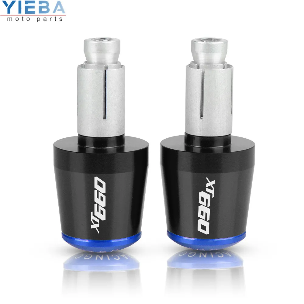 black-blue Универсальный CNC руль мотоцикла ручки концы Бар Конец Крышки руль s для YAMAHA xt660 XT 660 2004 2005 2006 2007-ON - Цвет: black-blue