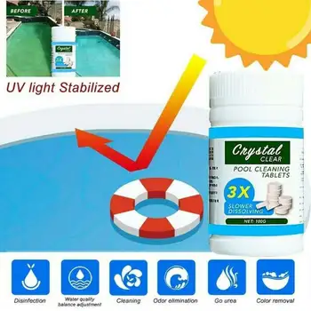 

100g Swimming Pool Cleaning Tablets Purify Water Foaming Cleaners Disinfect Chlorine Pills Instant Effervescent