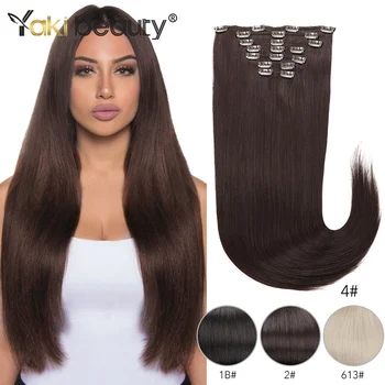 

YAKI BEAUTY Synthetic Natural Extensions Indiviniales Silky Straight 140G 24Inch 7Pieces with 20Clips Four Colors To Choose