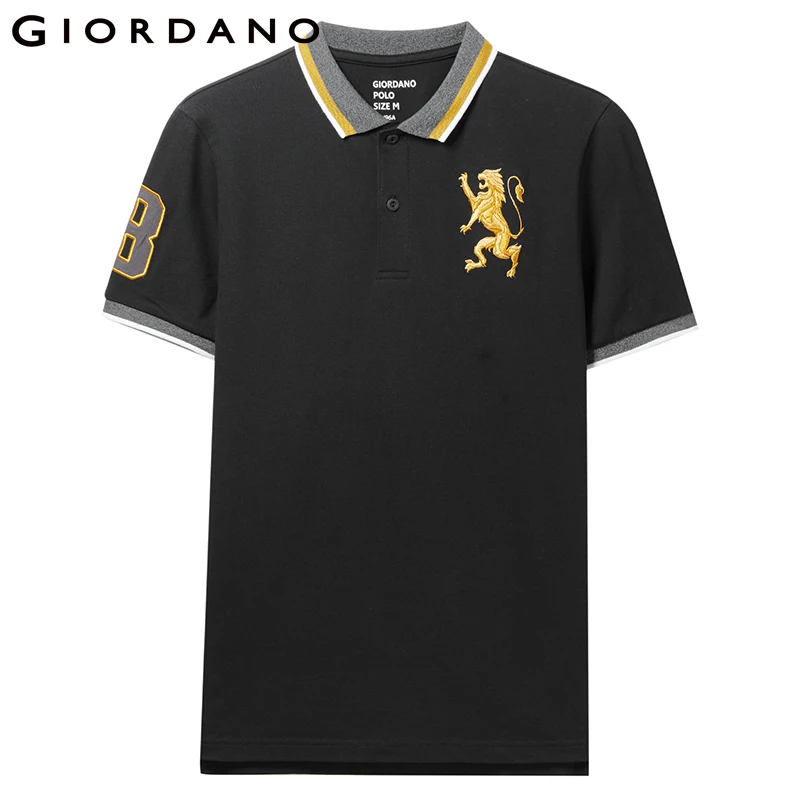 Giordano поло мужское slim fit футболка Polo с короткими рукавами и принтом рубашка груди выполнена из хлопка и спандекса рубашка поло мужская