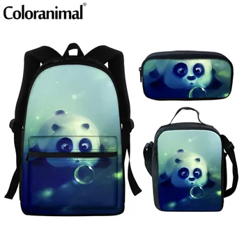 

Coloranimal Women Men 3PCS School Bags Set Funny Animal Panda Cartoon Design Scool Backpack Book Bag Children Boys Mochilas 2020