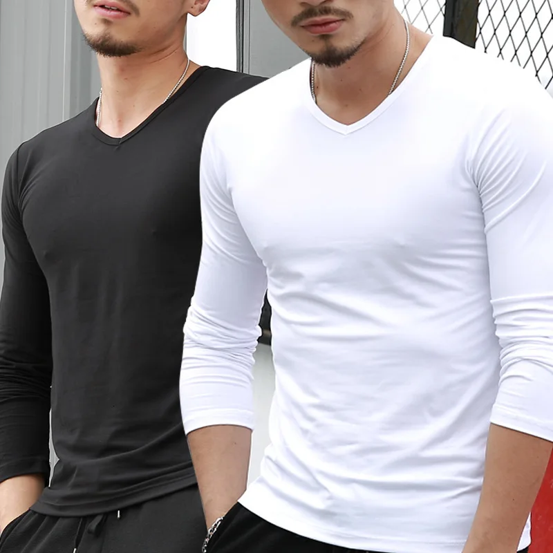

Men's Long Sleeve Solid Color V Lead Leisure Casual Male Sweater Brand Knitted Pullovers Streetwear Top