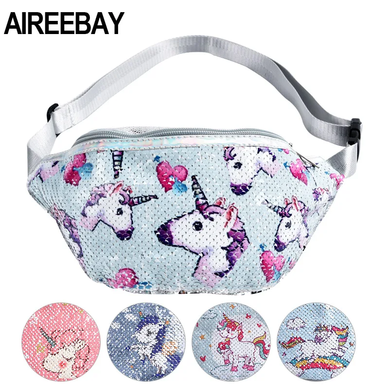 Поясная Сумка AIREEBAY с блестками и принтом единорога для женщин модная поясная