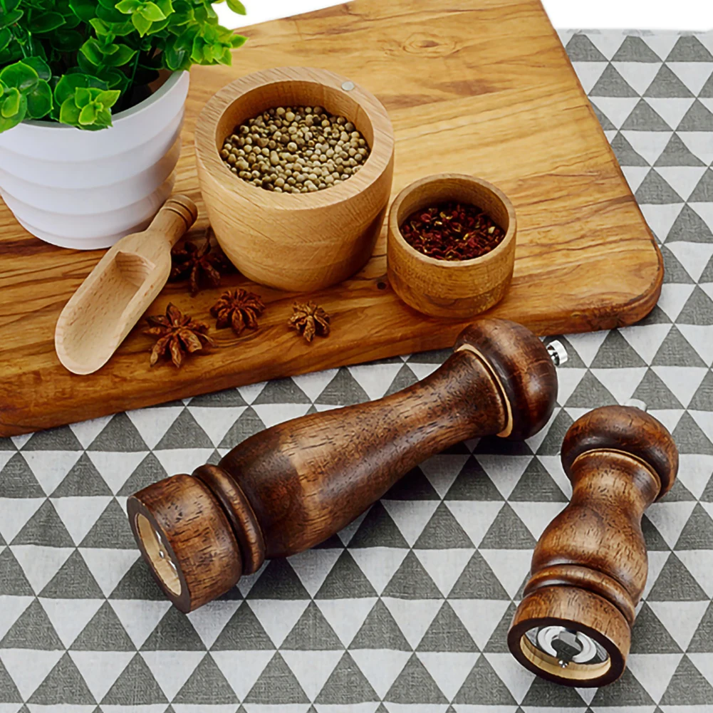 Solid Wood Pepper Grinder Kitchen Tool Manual Multi-purpose With Adjustable Ceramic Grinding Mill Kitchen Tools