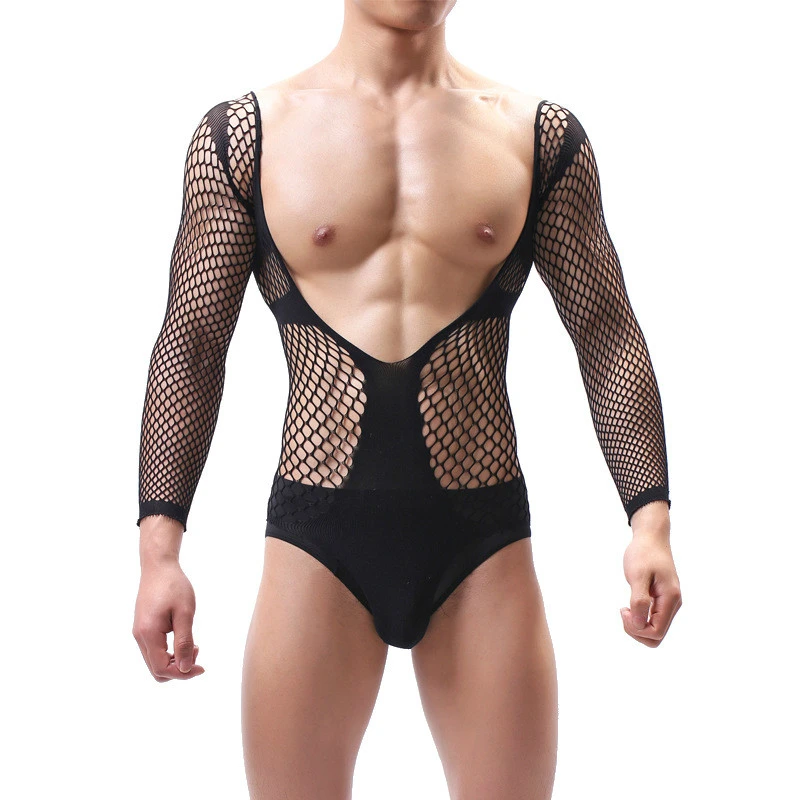 男性のストッキングワンピースワンピース網服メンズ V ネック調整可能な網服ダンス長袖メッシュストッキング Ingerie トップス Tights Aliexpress