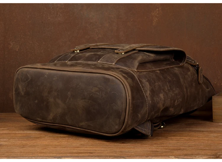 Мужской рюкзак из натуральной кожи Crazy Horse ручной работы, дизайнерские винтажные классические повседневные Рюкзаки из воловьей кожи